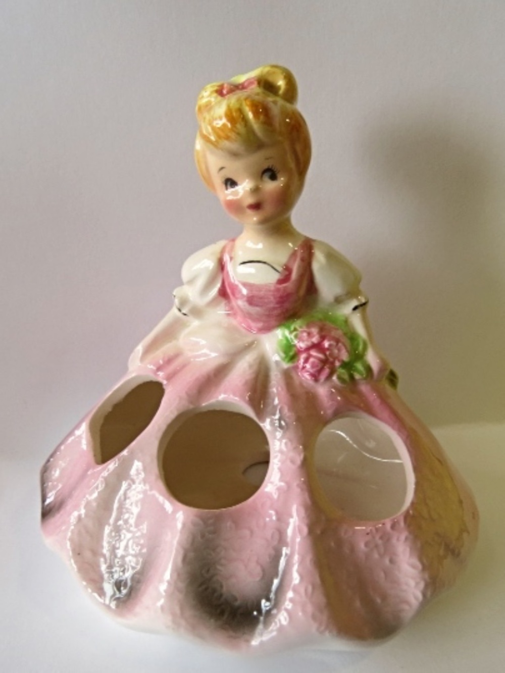 Lego Japan Girl Figurine Pink Dress Bouquet Lipstick Holder 3 Slots With Sticker